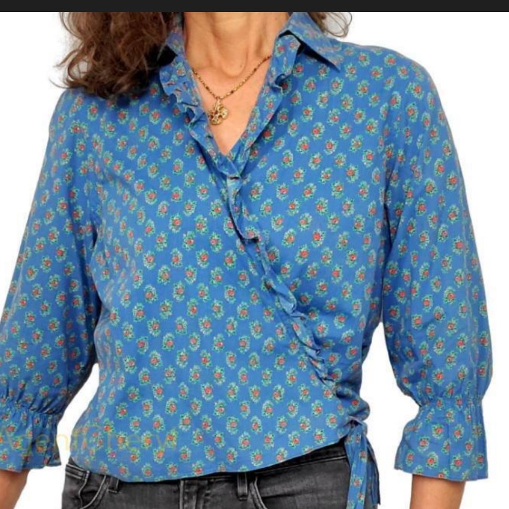 Floral Blue Wrap Top Ralph Lauren 2XL available